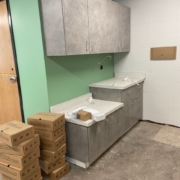 New cabinets installed in the Beginner classroom