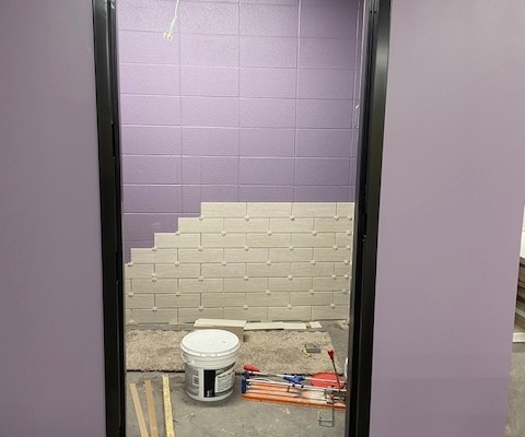 New bathroom tile installed in the Preschool sunday school classroom