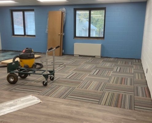 Carpet area installed in Beginners classroom